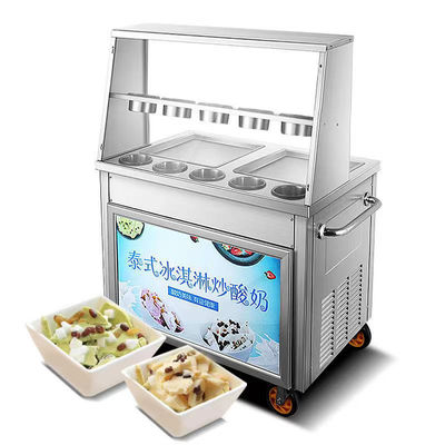 qualité Commercial Fried Ice Cream Machine Snack Factory For Sale Double Pan Ice Cream Roll Machine With Fruit Yogurt Ready To Ship usine